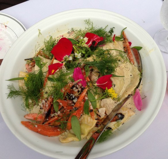 Pasta with herbs and vegetables from the garden