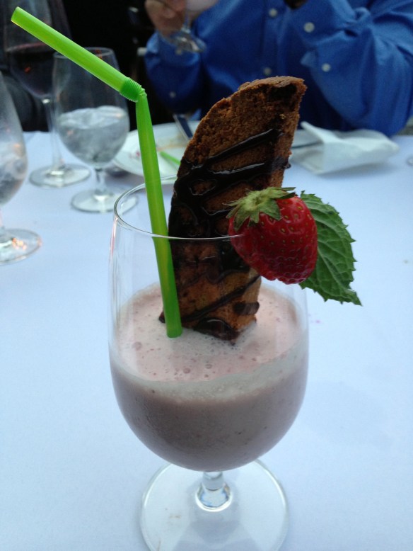 Dessert: Strawberry Milkshake and Biscotti